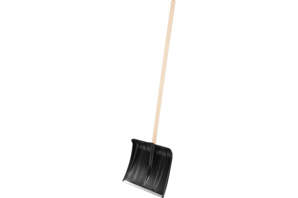 Лопата для уборки снега Сибртех 380x360x1420 мм, пластиковая, деревянный черенок 61697