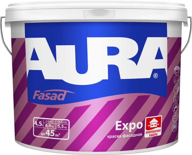 Краска фасадная Aura Fasad Expo K0348 белая 4,5 л  