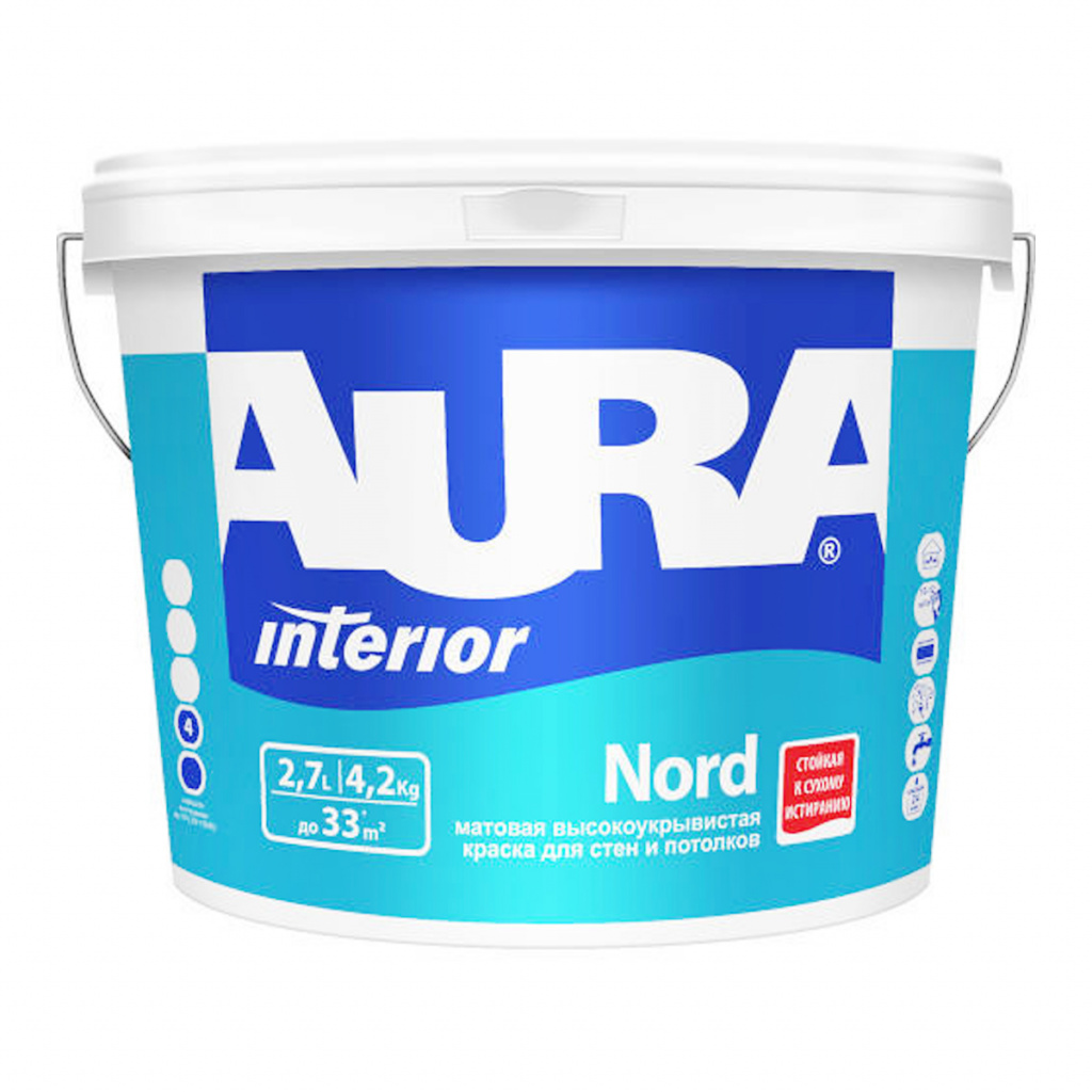 Краска для стен и потолков AURA Nord K0069 матовая 2,7 л   