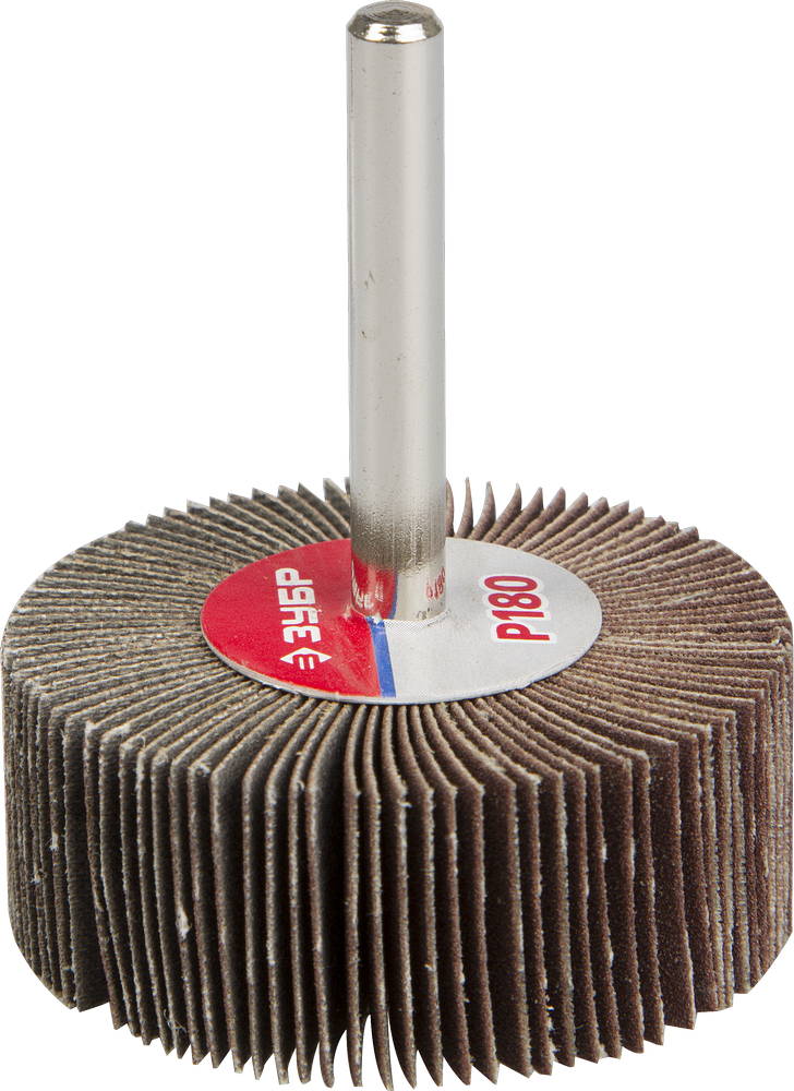 Круг шлифовальный ЗУБР МАСТЕР веерный лепестковый, 20х50 мм; P180, тип КЛО на шпильке 36601-180