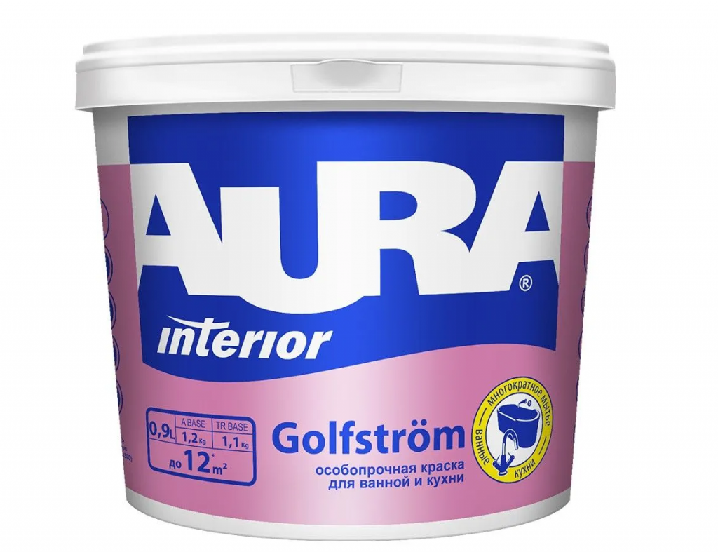 Краска для ванной и кухни AURA Golfstrom K0093 особопрочная 0,9 л 