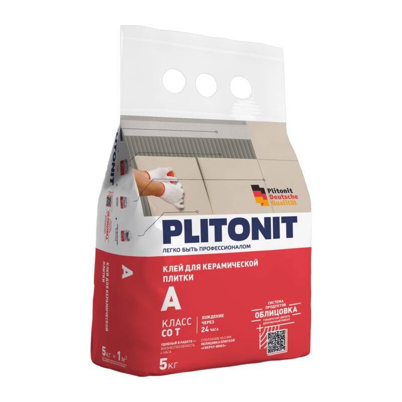 Клей для плитки Plitonit A для внутренних работ 5 кг