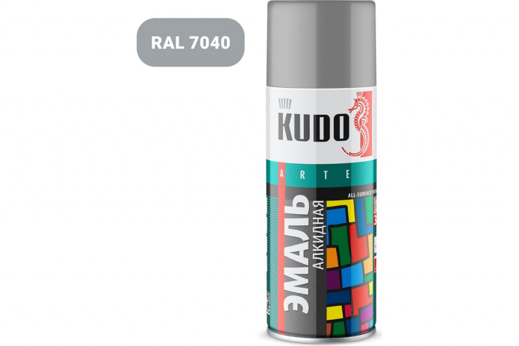 Эмаль универсальная KUDO KU-1017 светло-серая 520 мл 