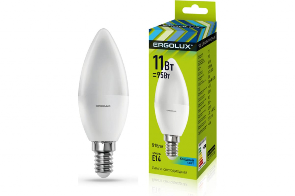 Лампа светодиодная Ergolux LED-C35-11W-E14-4K4500K матовая свеча