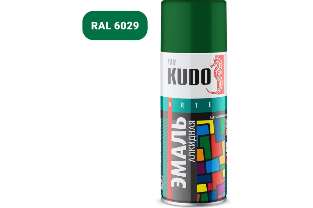 Эмаль универсальная KUDO KU-10081 зеленая 520 мл 