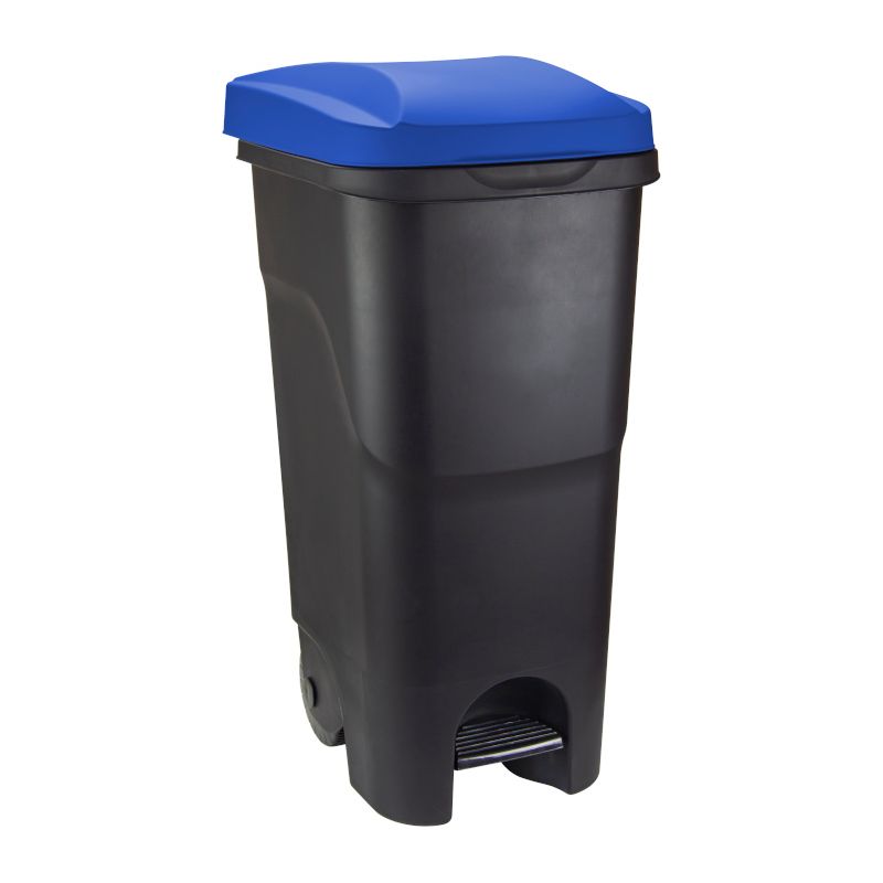Бак для мусора М/2399 85л с педалью на колесах синий