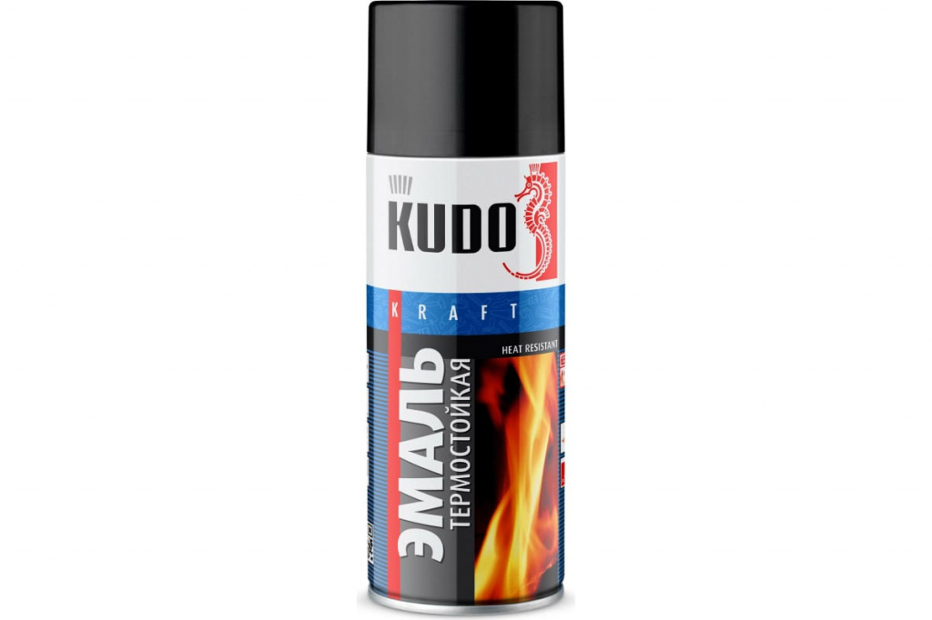 Эмаль термостойкая KUDO KU-5002  черная 520 мл