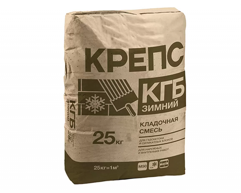 Кладочная смесь КРЕПС КГБ для газобетона зимняя 25 кг 