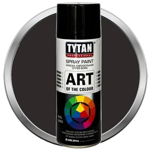Краска аэрозольная Tytan Professional Art of the colour акриловая черная глянец 9005, 400 мл