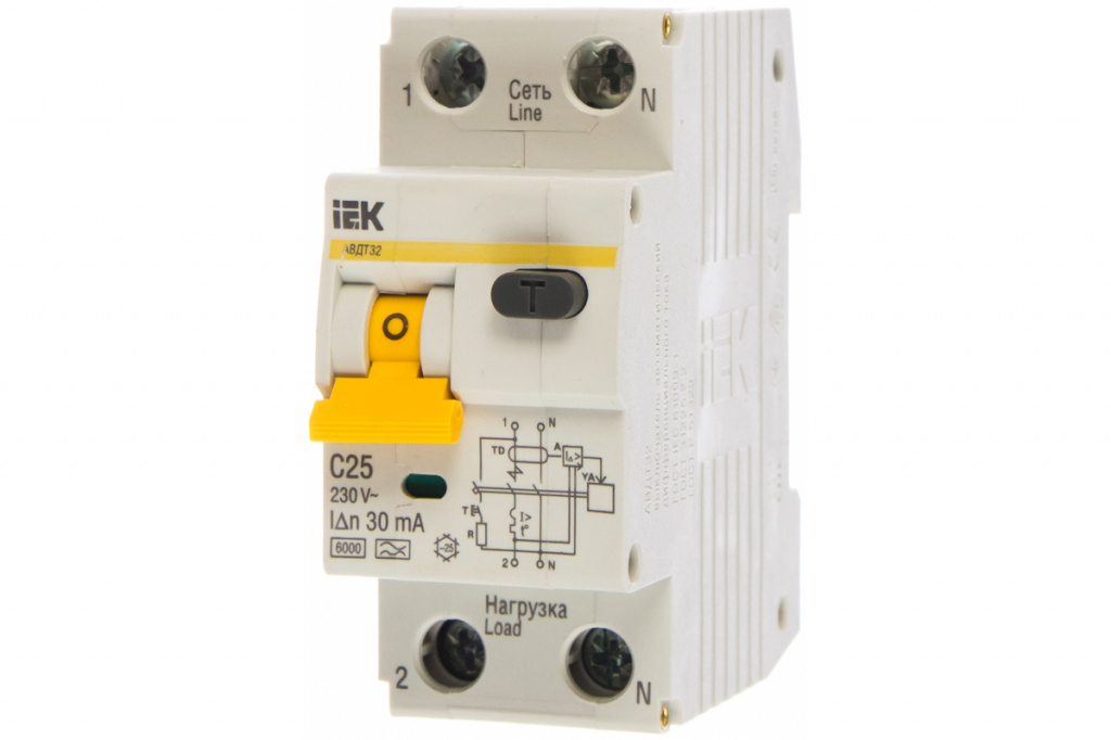 Выключатель автоматический дифференциального тока IEK АВДТ32 C25 