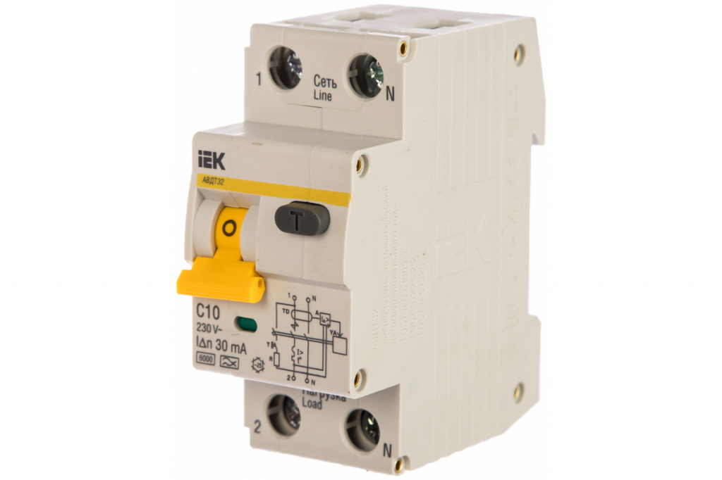 Выключатель автоматический дифференциального тока IEK АВДТ32 C10 
