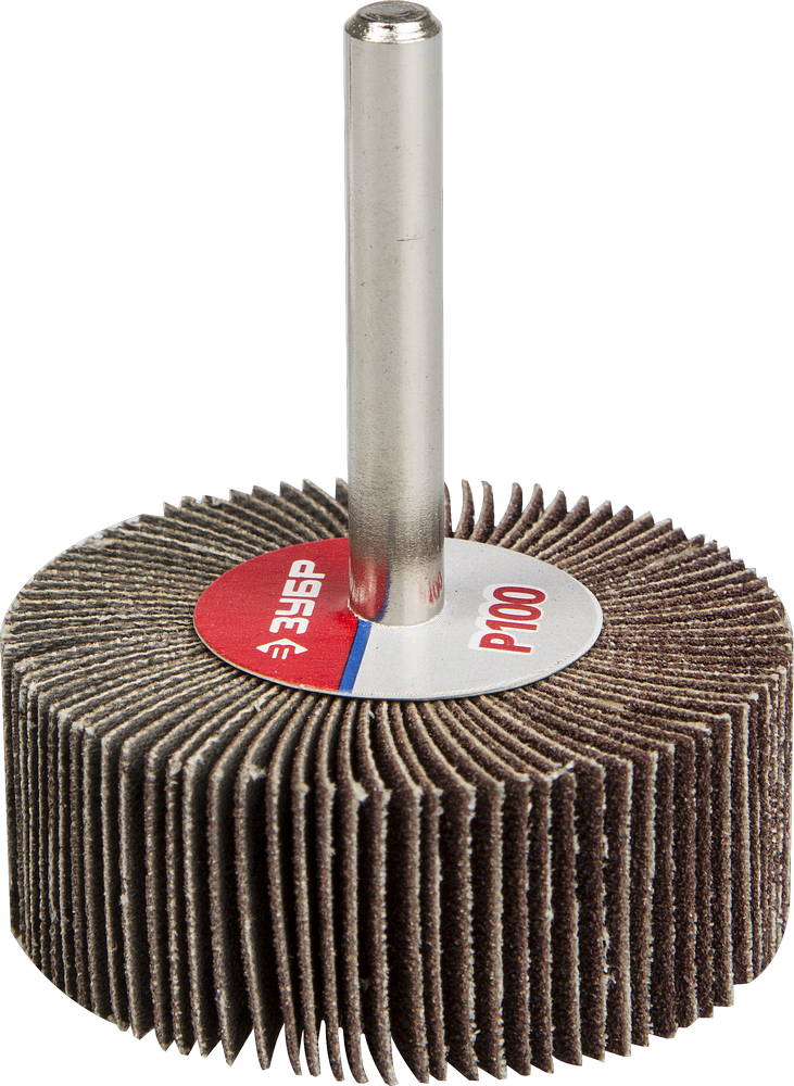 Круг шлифовальный ЗУБР МАСТЕР веерный лепестковый, 50х20 мм, P100, тип КЛО на шпильке 36601-100