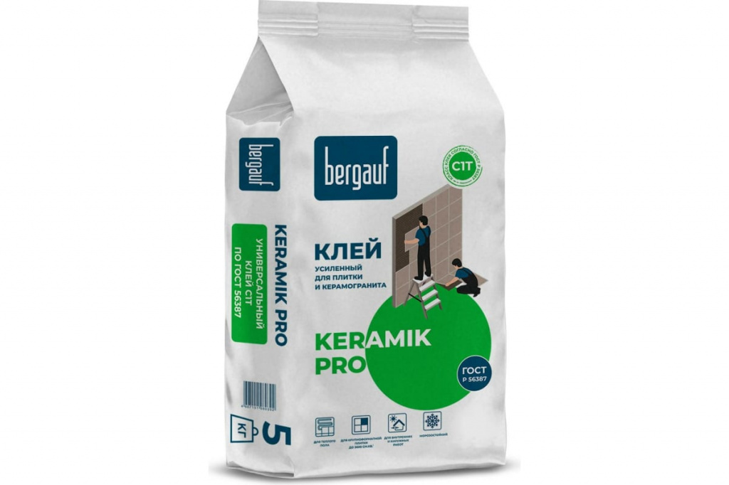 Клей для плитки и керамогранита Bergauf Keramik Pro С1 усиленный 5 кг 65371