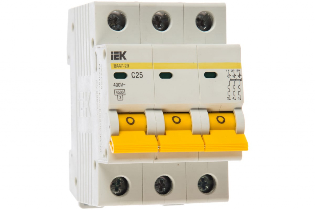 Выключатель автоматический IEK ВА47-29 3P 25А 4,5кА характеристика С MVA20-3-025-C