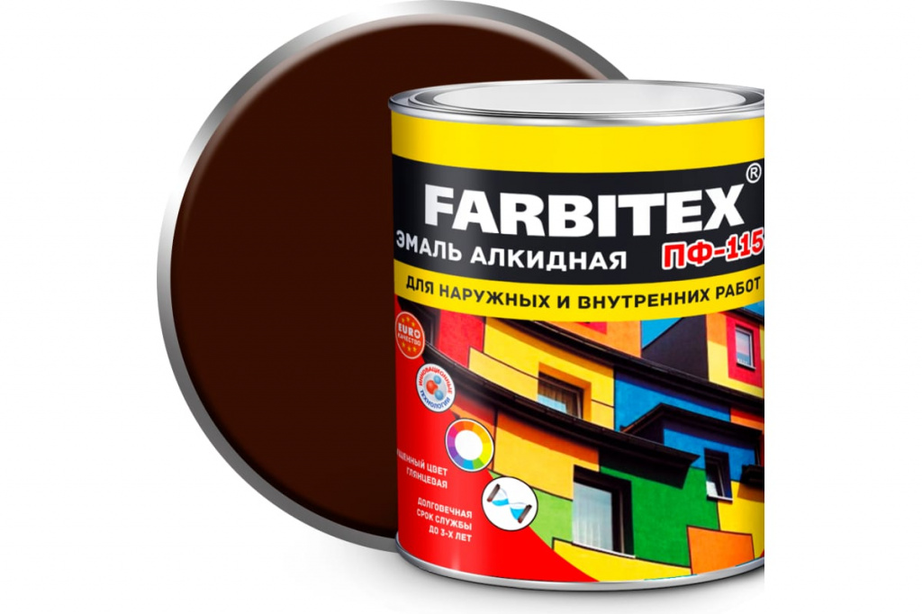 Эмаль ПФ-115 Farbitex шоколадный 2,7 кг 4300002869