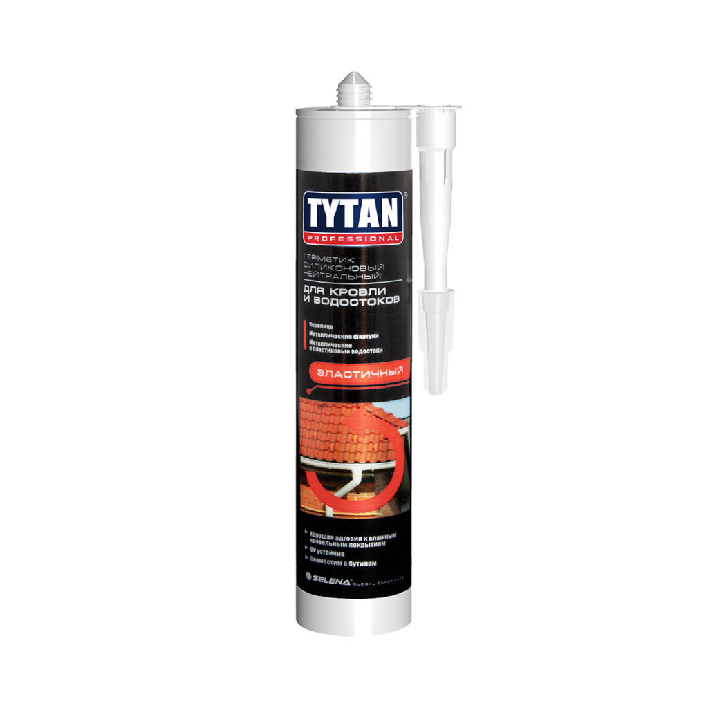 Герметик для кровли и водостоков Tytan Professional силиконовый, нейтральный, красный 310 мл