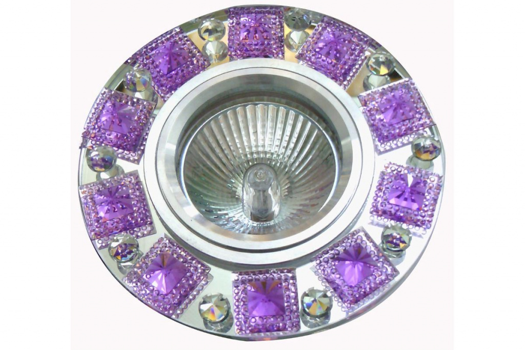 Светильник галогенный De Fran FT 501 MR16  зеркальный+сиреневые кристаллы