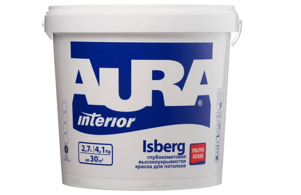 Краска для потолков AURA Isberg K0067 глубокоматовая 2,7 л  