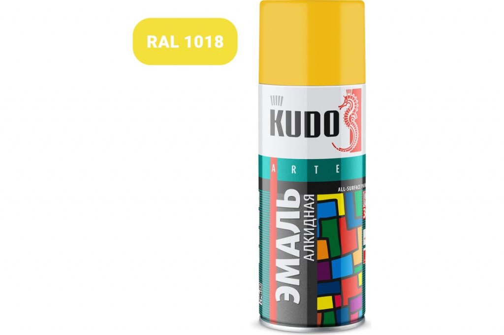 Эмаль универсальная KUDO KU-1013 желтая 520 мл 