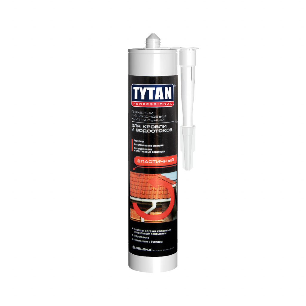 Герметик для кровли и водостоков Tytan Professiona силиконовый, нейтральный, черный 310 мл 