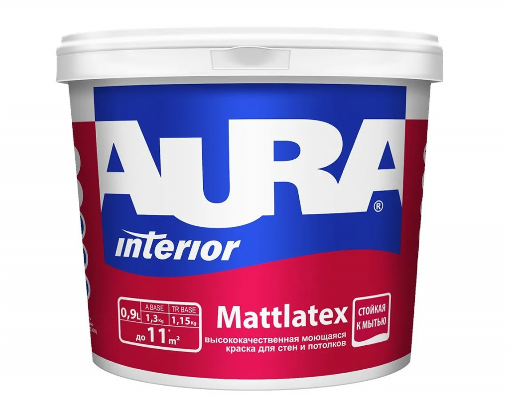 Краска для стен и потолков AURA Mattlatex K0338 моющаяся 0,9 л  