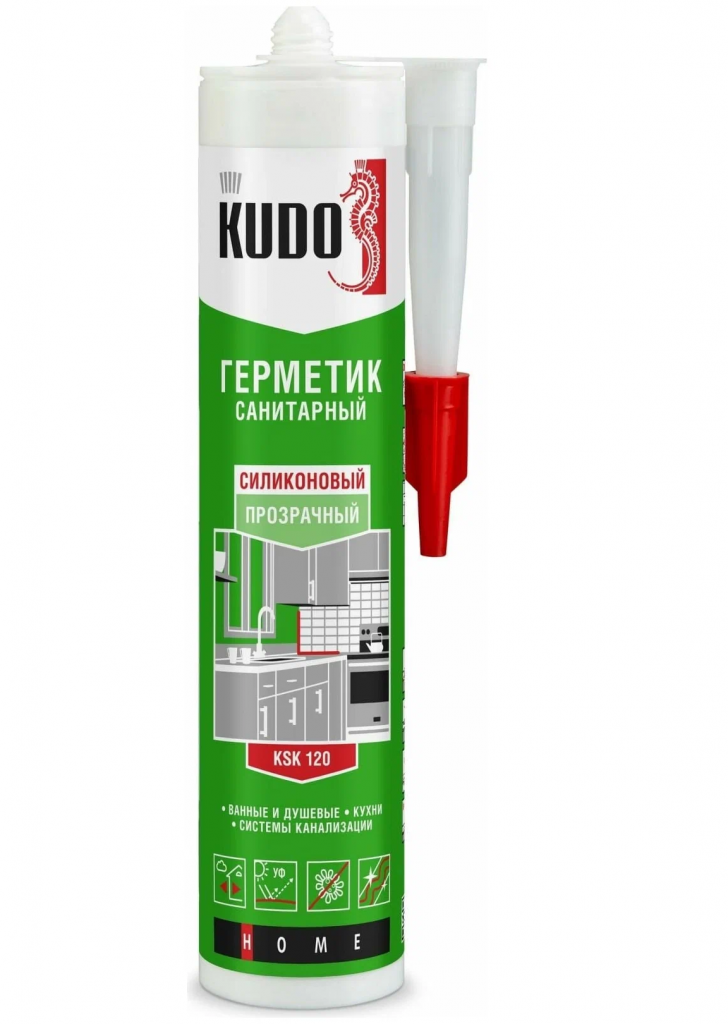 Герметик силиконовый санитарный KUDO KSK-120 прозрачный 280 мл 