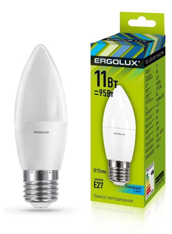 Лампа светодиодная Ergolux LED-C35-11W-E27-4K 4500K свеча матовая