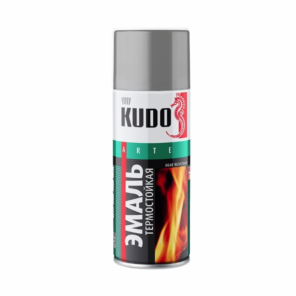 Эмаль термостойкая KUDO KU-5001 серебристая 520 мл 