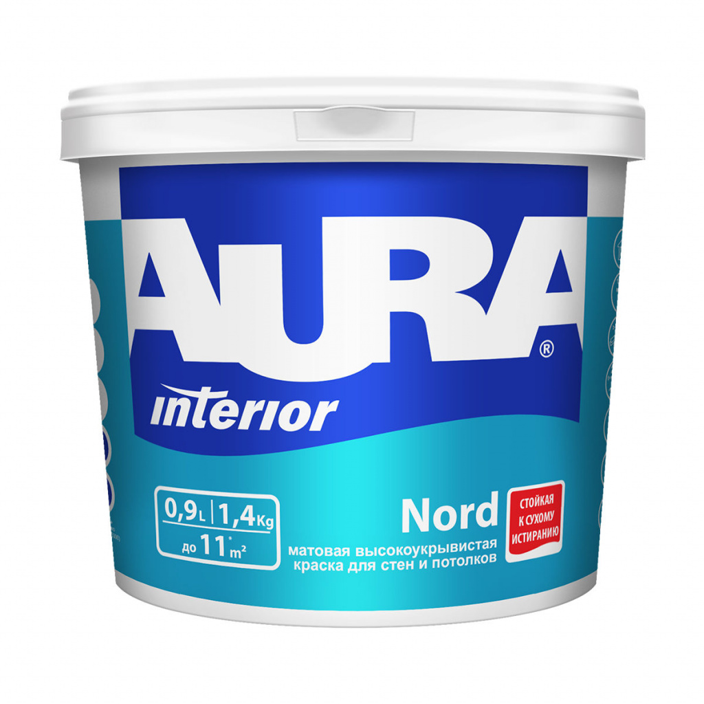 Краска для стен и потолков AURA Nord K0102 матовая 0,9 л 