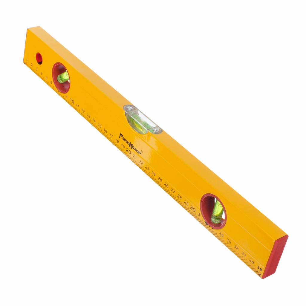 Уровень РемоКолор Yellow 400 мм, алюминиевый коробчатый корпус, 3 акриловых глазка, линейка 17-0-004