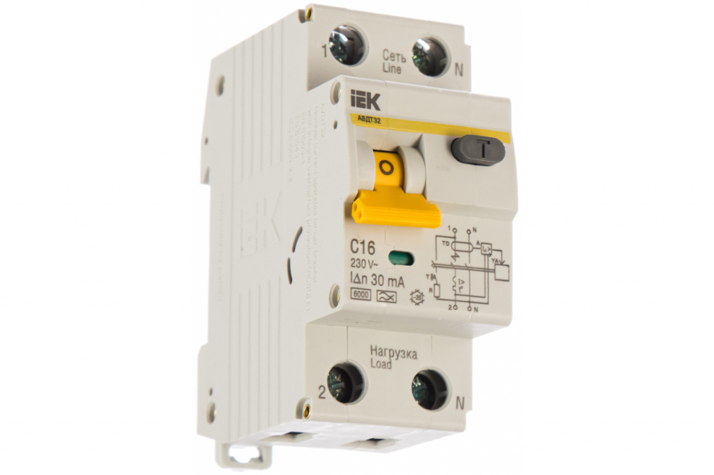 Выключатель автоматический дифференциального тока IEK АВДТ32 C16 