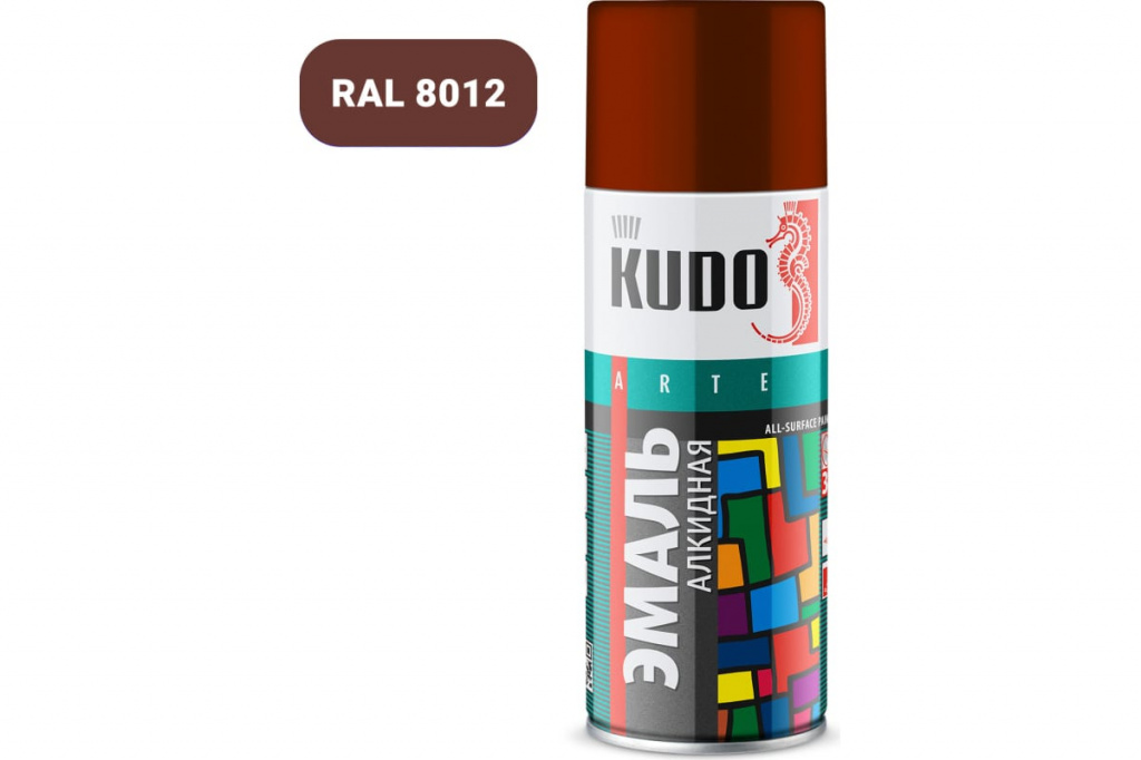 Эмаль универсальная KUDO KU-1024 красно-коричневая 520 мл 
