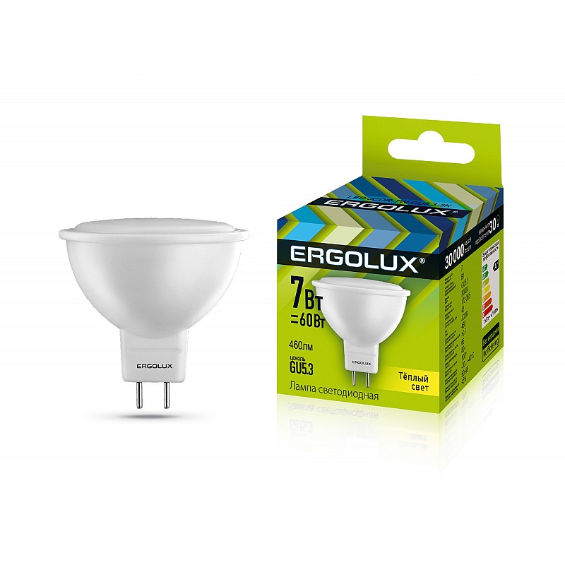 Лампа светодиодная Ergolux MR16 LED-JCDR-7W-GU5.3-3K 3000K  софит