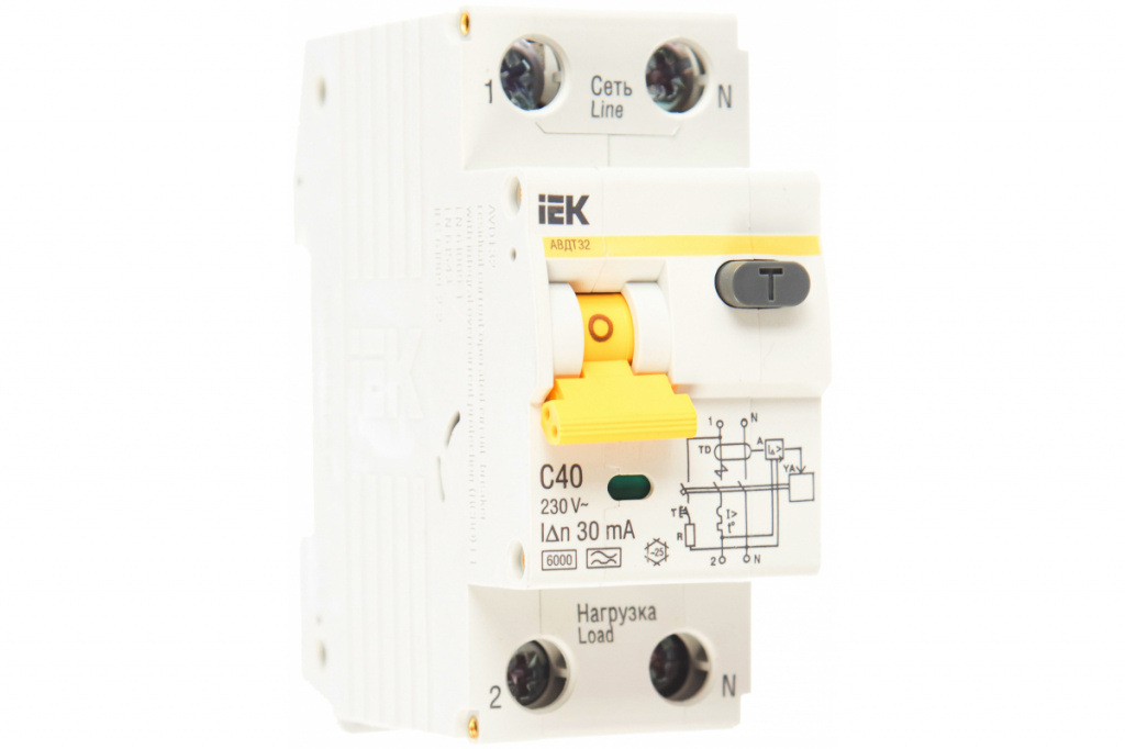 Выключатель автоматический дифференциального тока АВДТ32EM C40 30мА IEK